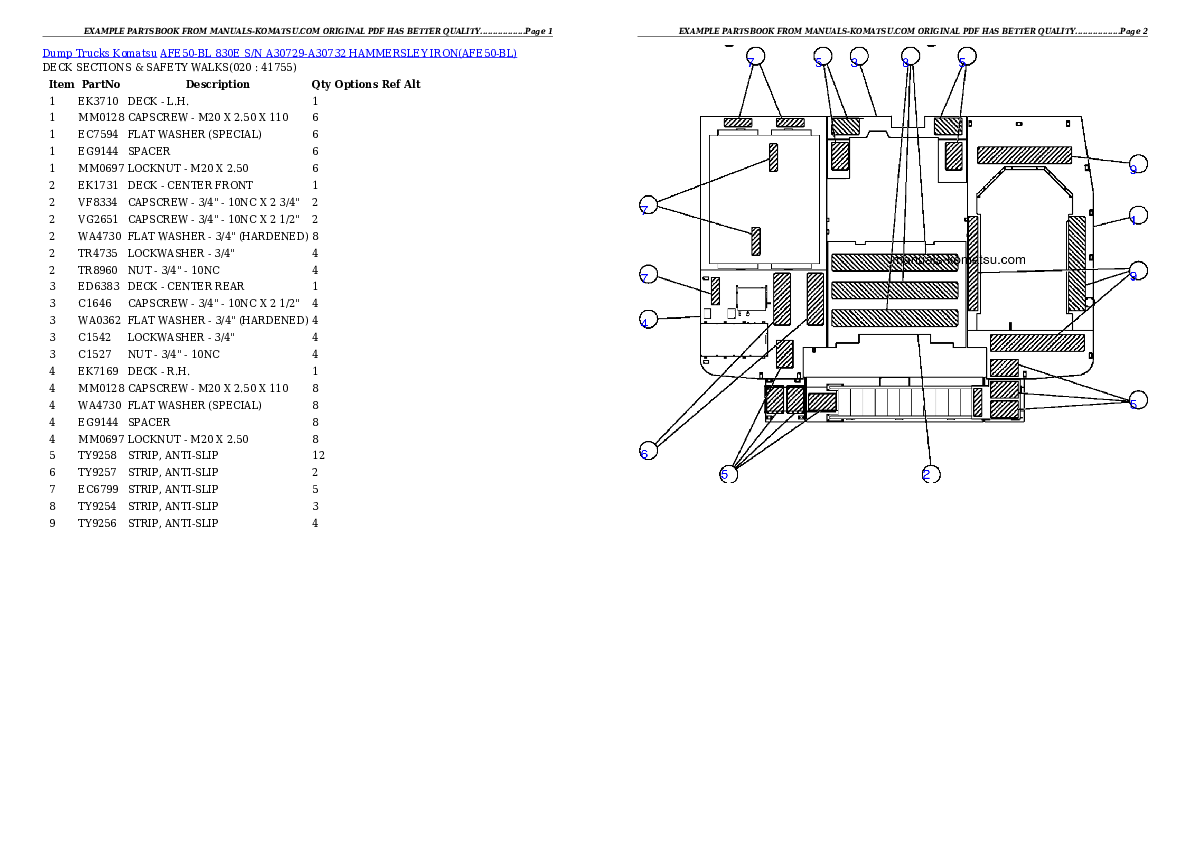 Protected: AFE50-BL 830E S/N A30729-A30732  HAMMERSLEY IRON Partsbook