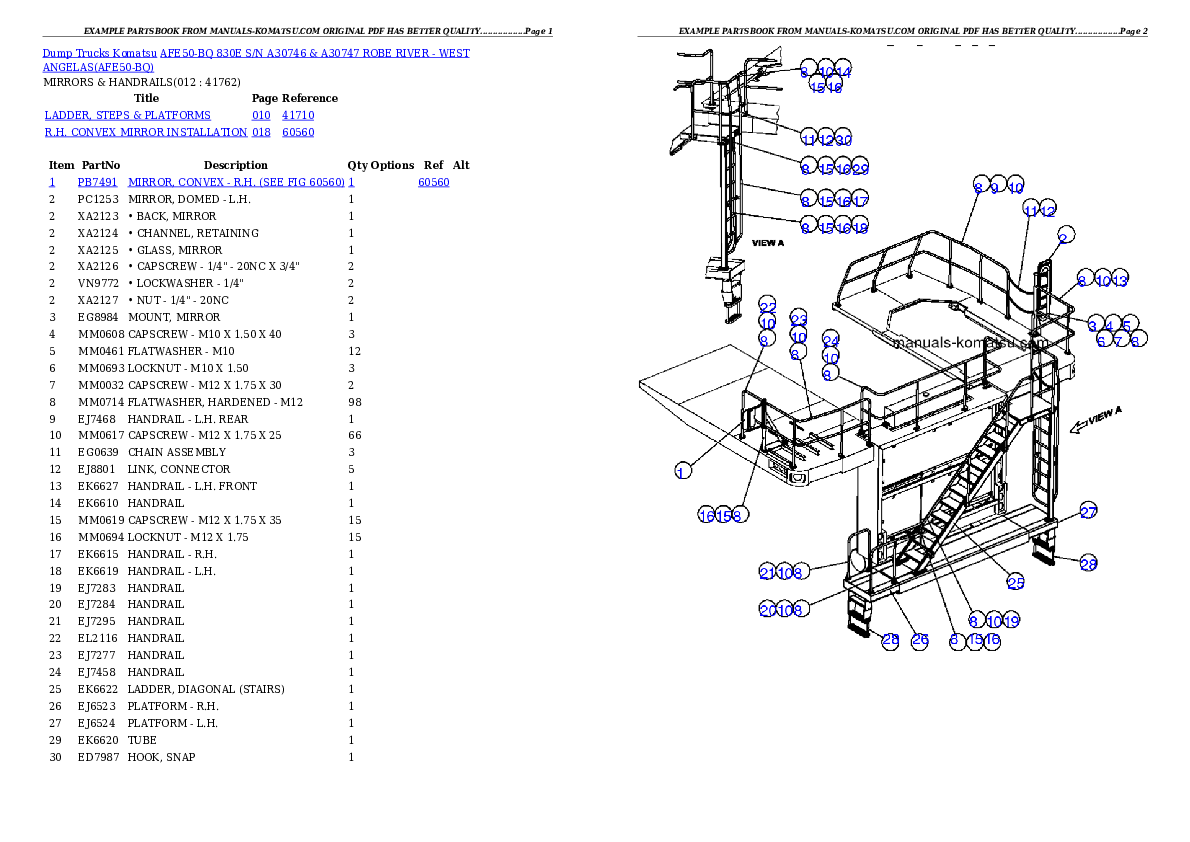 Protected: AFE50-BQ 830E S/N A30746 & A30747  ROBE RIVER – WEST ANGELAS Partsbook