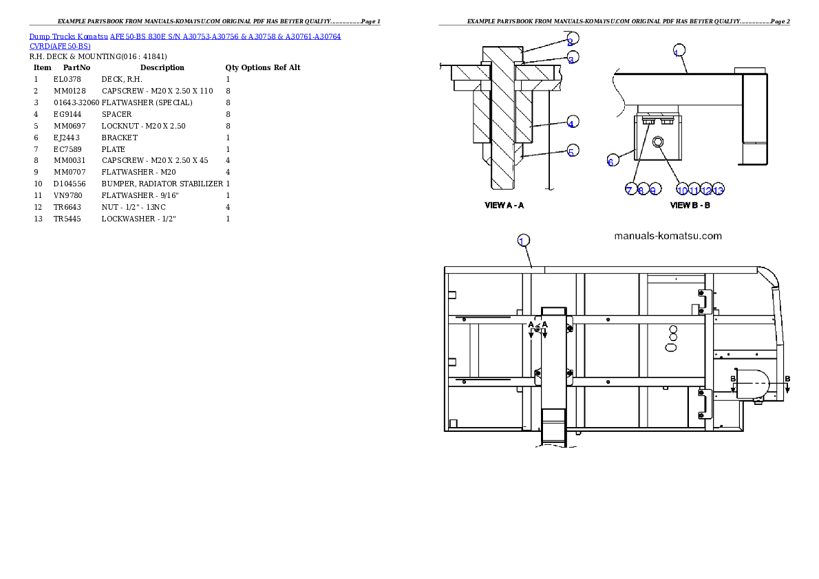 Protected: AFE50-BS 830E S/N A30753-A30756 & A30758 & A30761-A30764  CVRD Partsbook