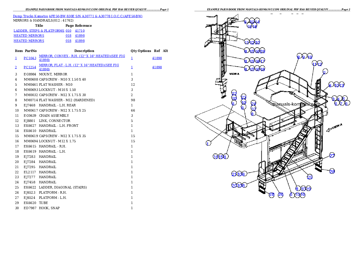 Protected: AFE50-BW 830E S/N A30771 & A30778  I.O.C.C. Partsbook