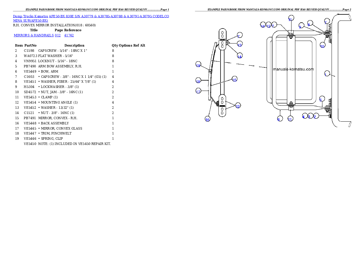 Protected: AFE50-BX 830E S/N A30779 & A30785-A30788 & A30791-A30795  CODELCO MINA SUR Partsbook