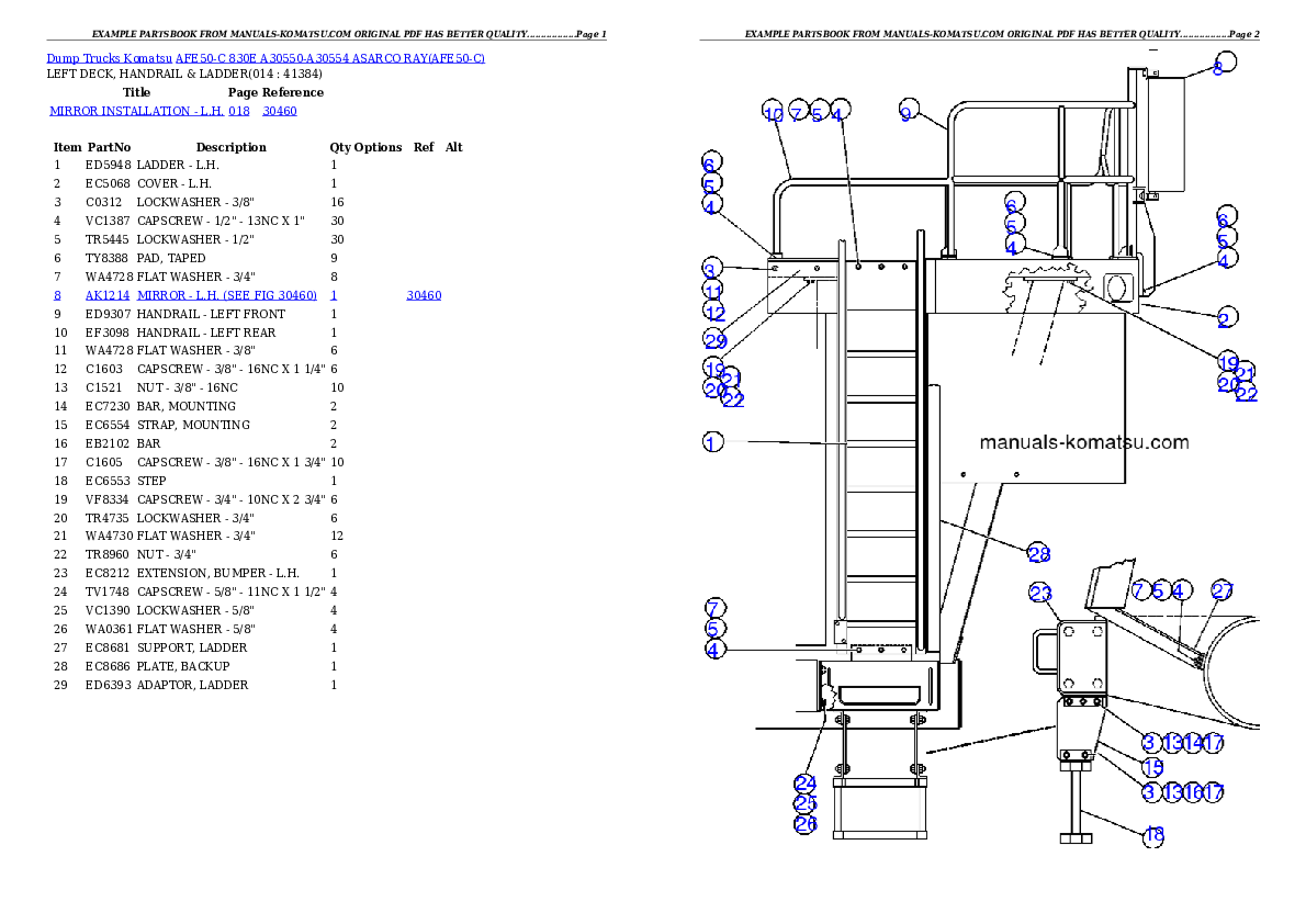 Protected: AFE50-C  830E A30550-A30554 ASARCO RAY Partsbook