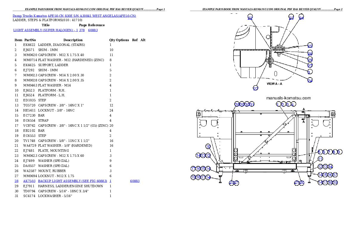 Protected: AFE50-CN 830E S/N A30841     WEST ANGELAS Partsbook