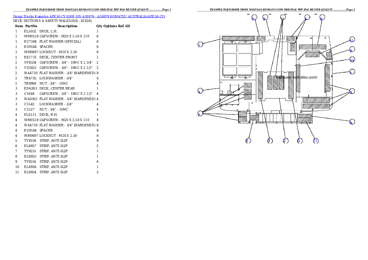 Protected: AFE50-CY 830E S/N A30876 – A30879     KOMATSU AUSTRALIA Partsbook