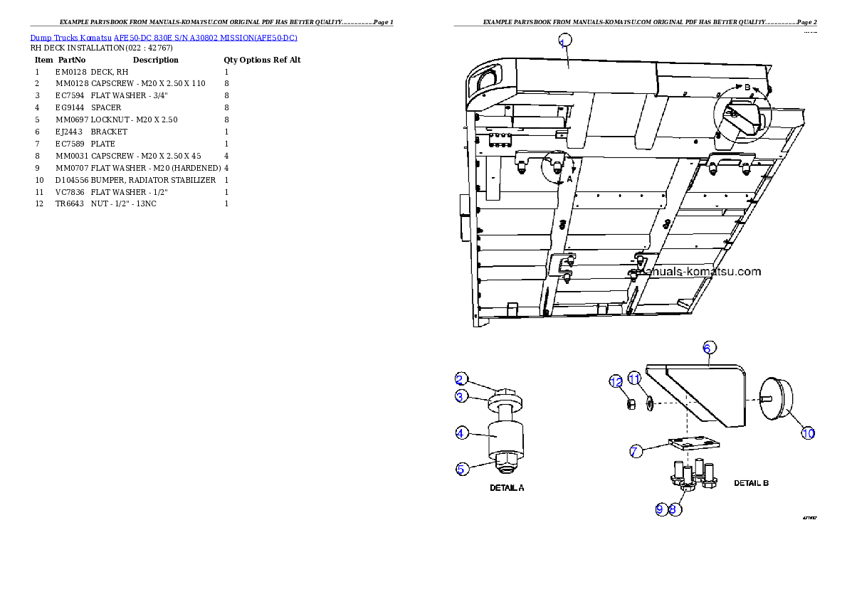 Protected: AFE50-DC 830E S/N A30802    MISSION Partsbook