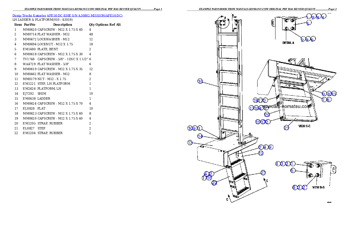 Protected: AFE50-DC 830E S/N A30802    MISSION Partsbook
