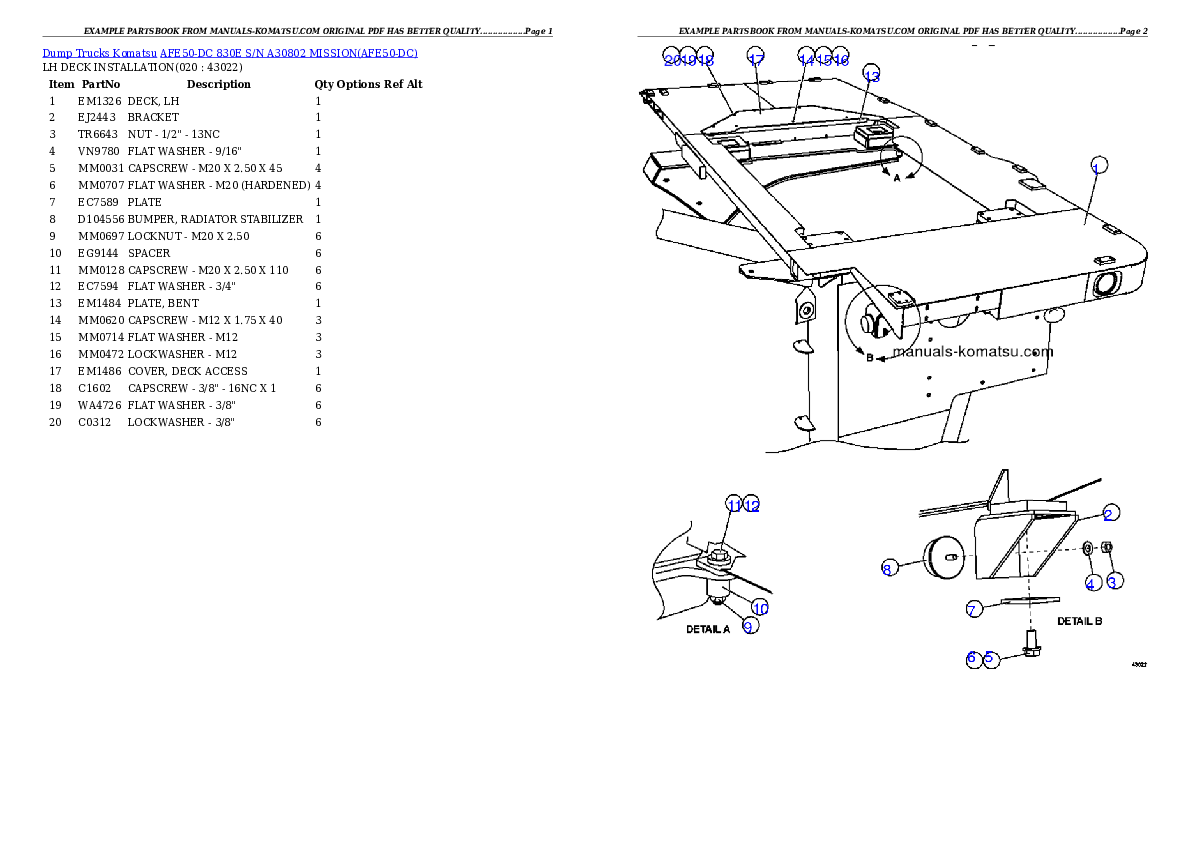 Protected: AFE50-DC 830E S/N A30802    MISSION Partsbook
