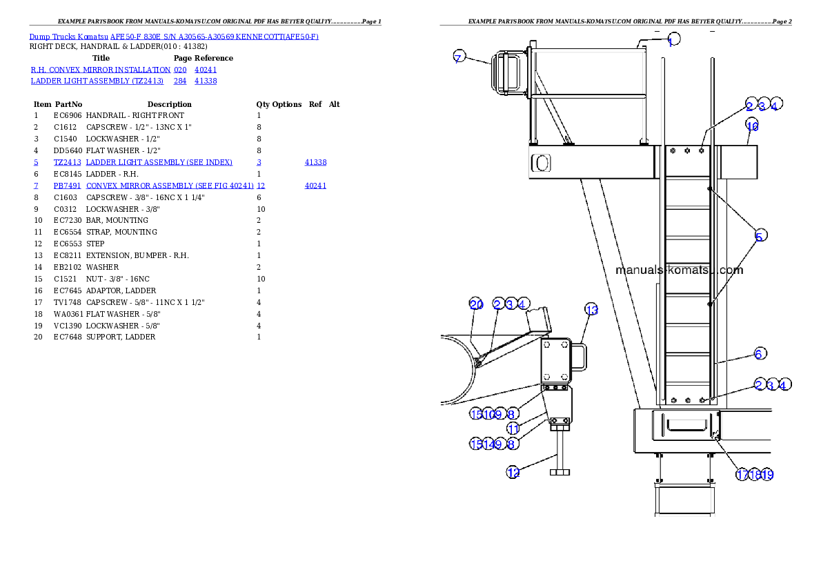Protected: AFE50-F  830E S/N A30565-A30569  KENNECOTT Partsbook