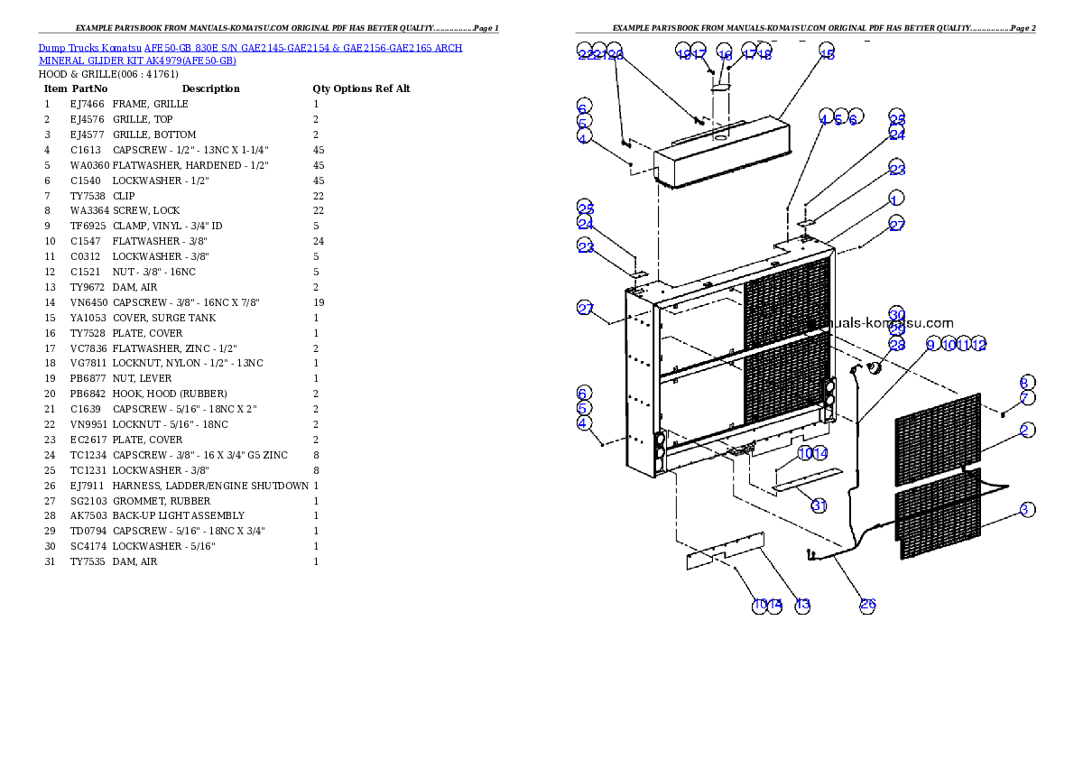 Protected: AFE50-GB 830E S/N GAE2145-GAE2154 & GAE2156-GAE2165  ARCH MINERAL GLIDER KIT AK4979 Partsbook