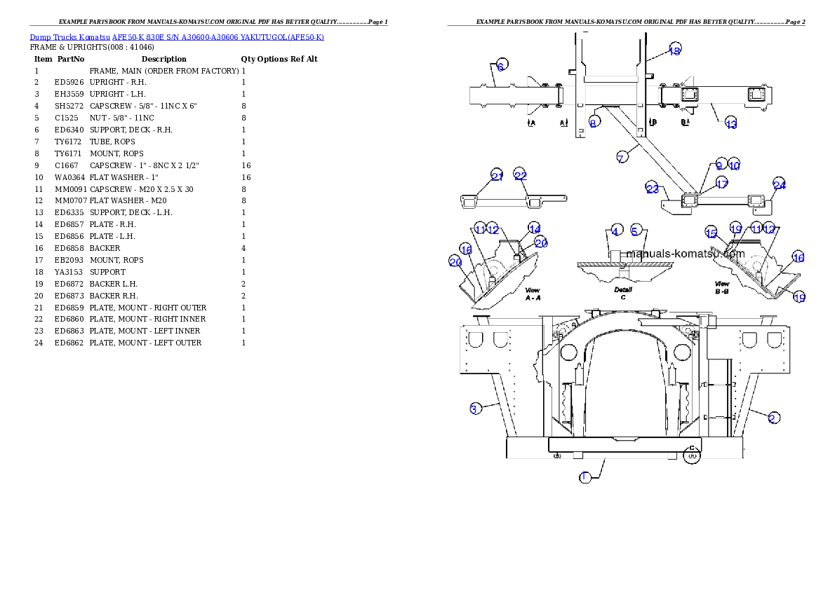 Protected: AFE50-K  830E S/N A30600-A30606  YAKUTUGOL Partsbook