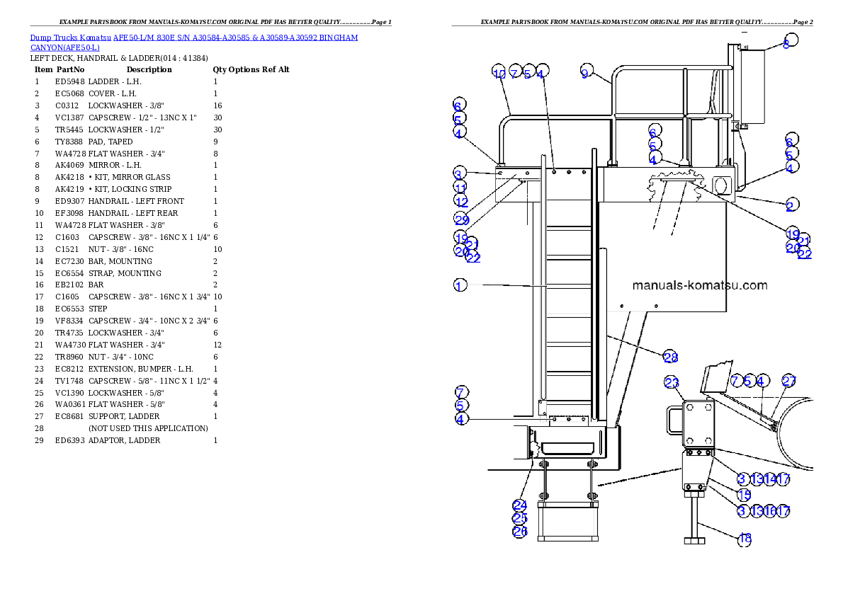 Protected: AFE50-L/M  830E S/N A30584-A30585 & A30589-A30592  BINGHAM CANYON Partsbook