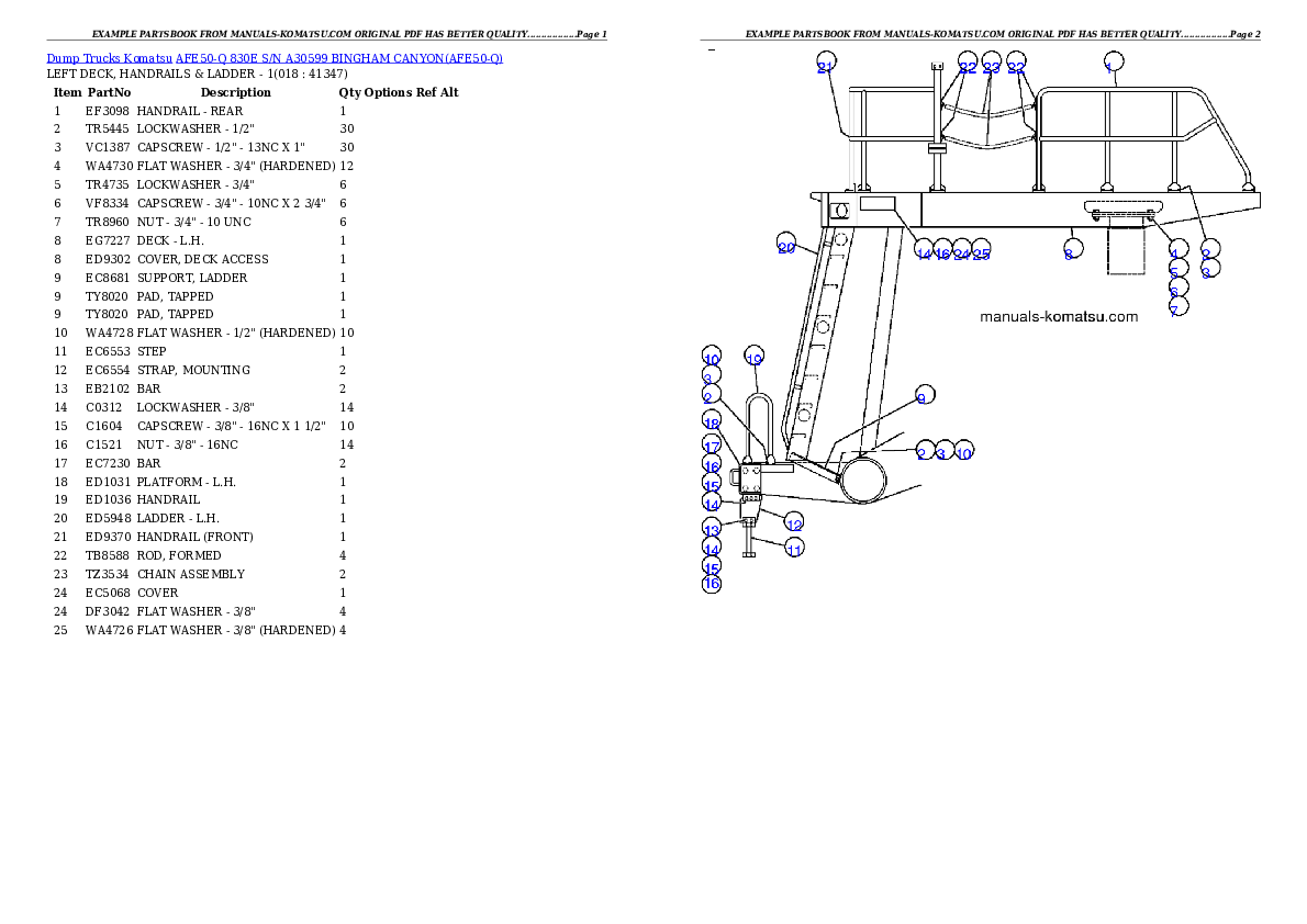 Protected: AFE50-Q  830E S/N A30599  BINGHAM CANYON Partsbook