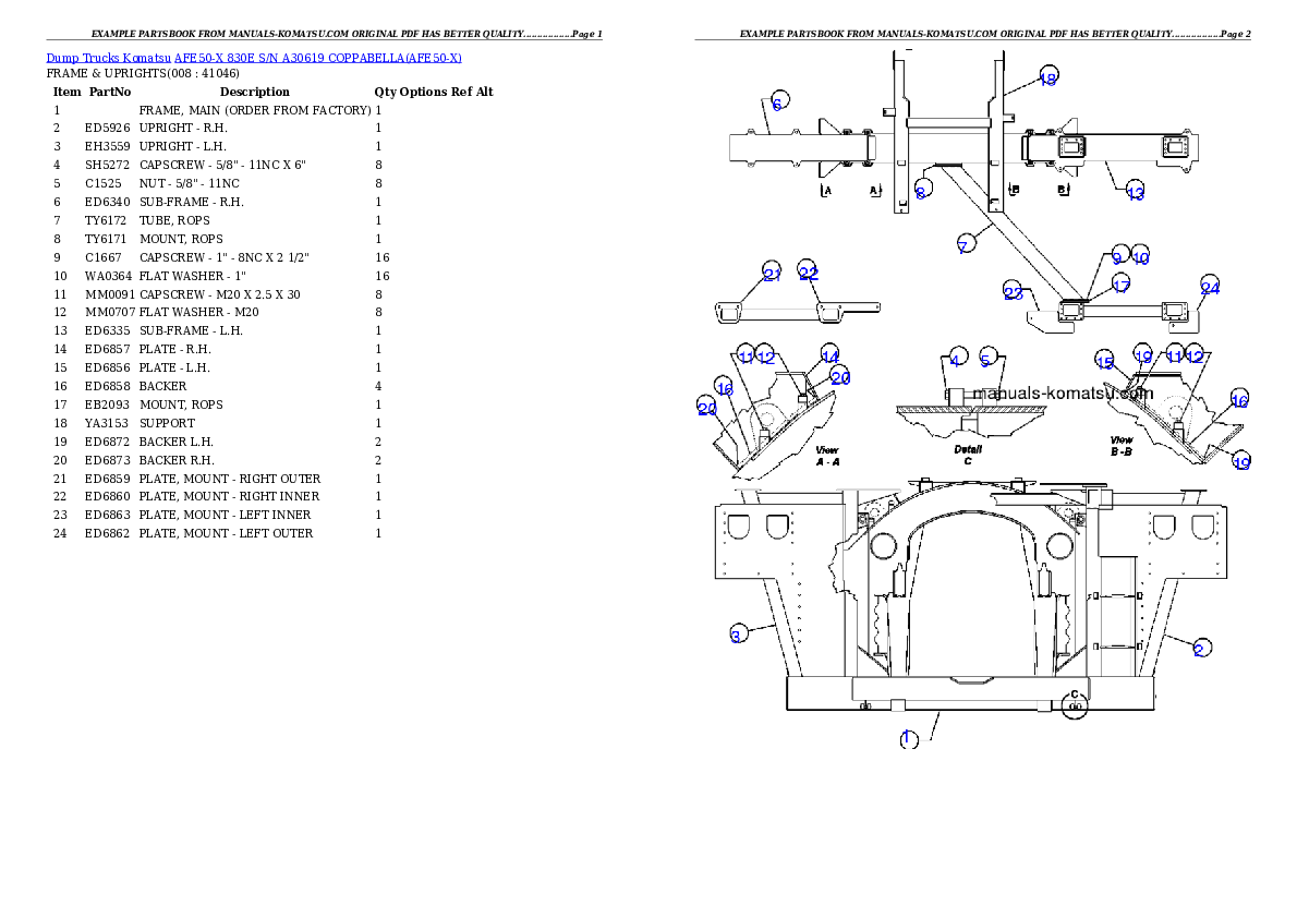 Protected: AFE50-X  830E S/N A30619 COPPABELLA Partsbook