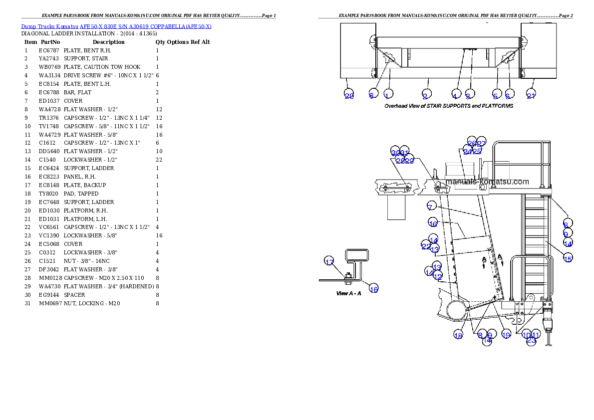 Protected: AFE50-X  830E S/N A30619 COPPABELLA Partsbook