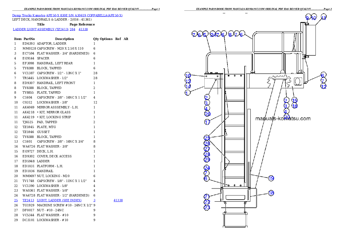 Protected: AFE50-X  830E S/N A30619 COPPABELLA Partsbook