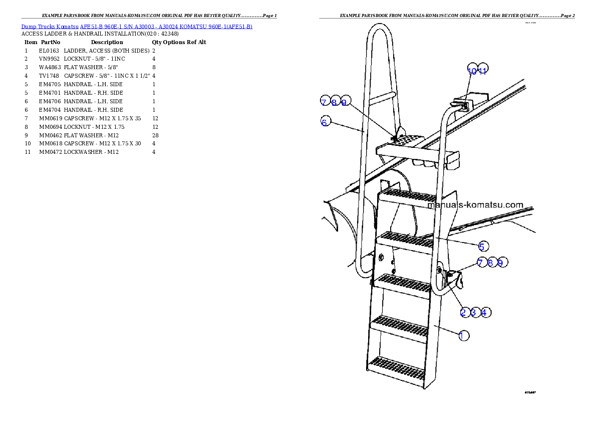 Protected: AFE51-B 960E-1 S/N A30003 – A30024      KOMATSU 960E-1 Partsbook
