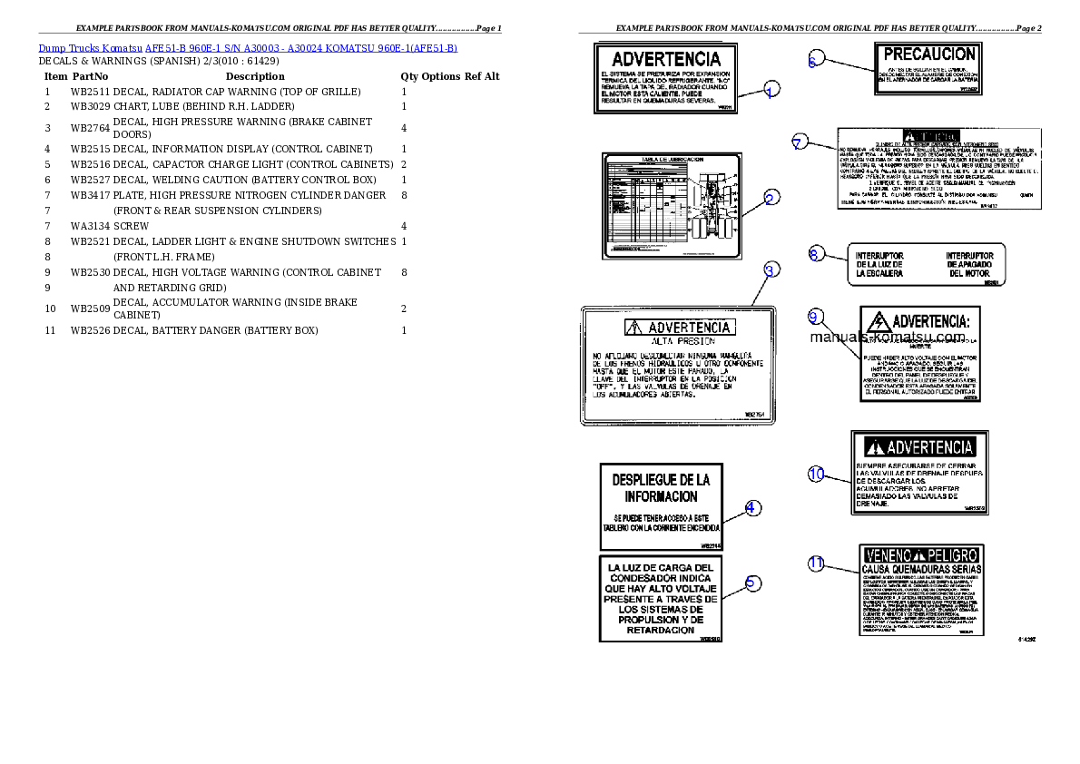 Protected: AFE51-B 960E-1 S/N A30003 – A30024      KOMATSU 960E-1 Partsbook