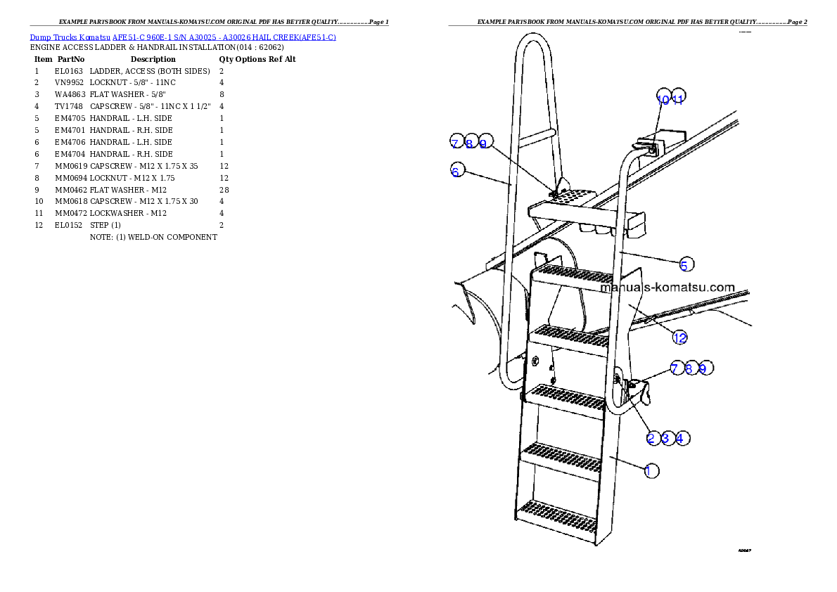 Protected: AFE51-C 960E-1 S/N A30025 – A30026 HAIL CREEK Partsbook