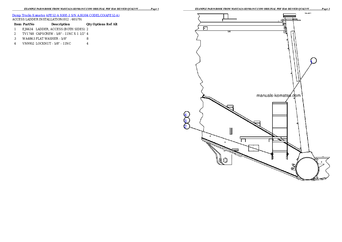 Protected: AFE52-A 930E-3 S/N A30304  CODELCO Partsbook