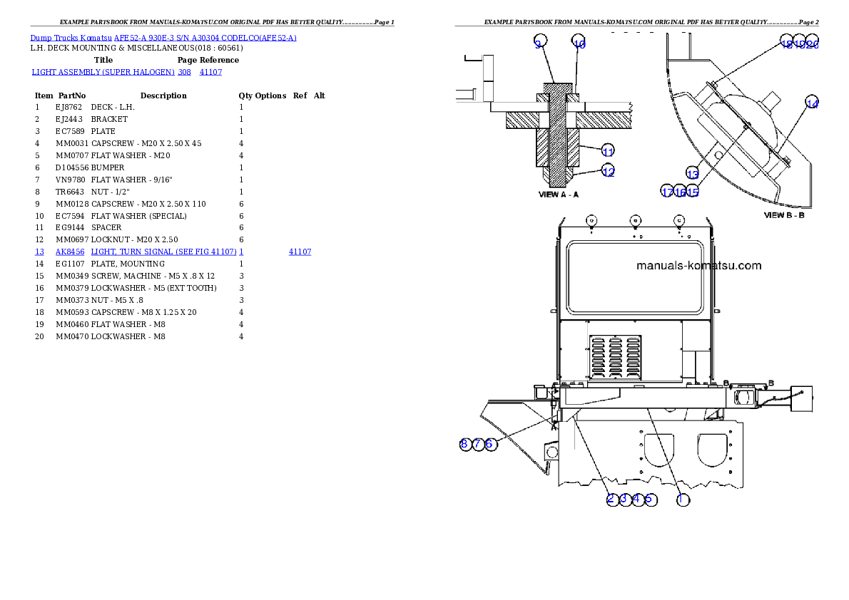 Protected: AFE52-A 930E-3 S/N A30304  CODELCO Partsbook