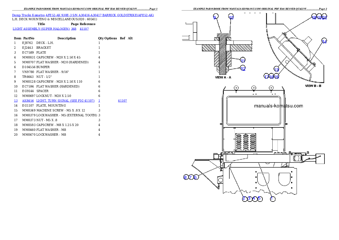 Protected: AFE52-AK 930E-3 S/N A30416-A30417           BARRICK GOLDSTRIKE Partsbook