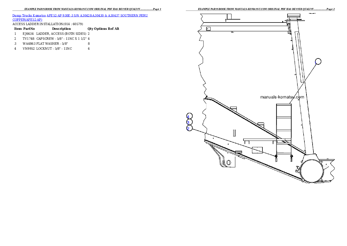 Protected: AFE52-AP 930E-3 S/N A30428-A30430 & A30437           SOUTHERN PERU COPPER Partsbook