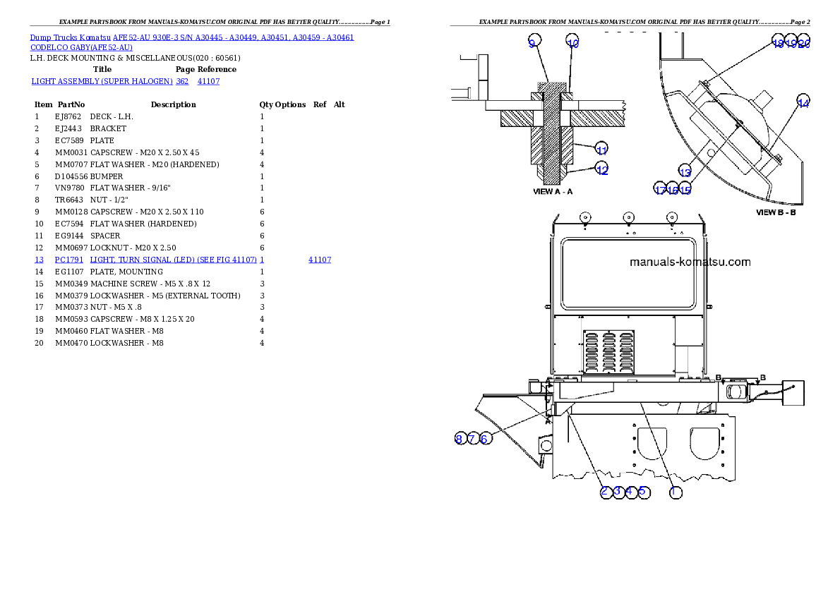 Protected: AFE52-AU 930E-3 S/N A30445 – A30449, A30451, A30459 – A30461     CODELCO GABY Partsbook
