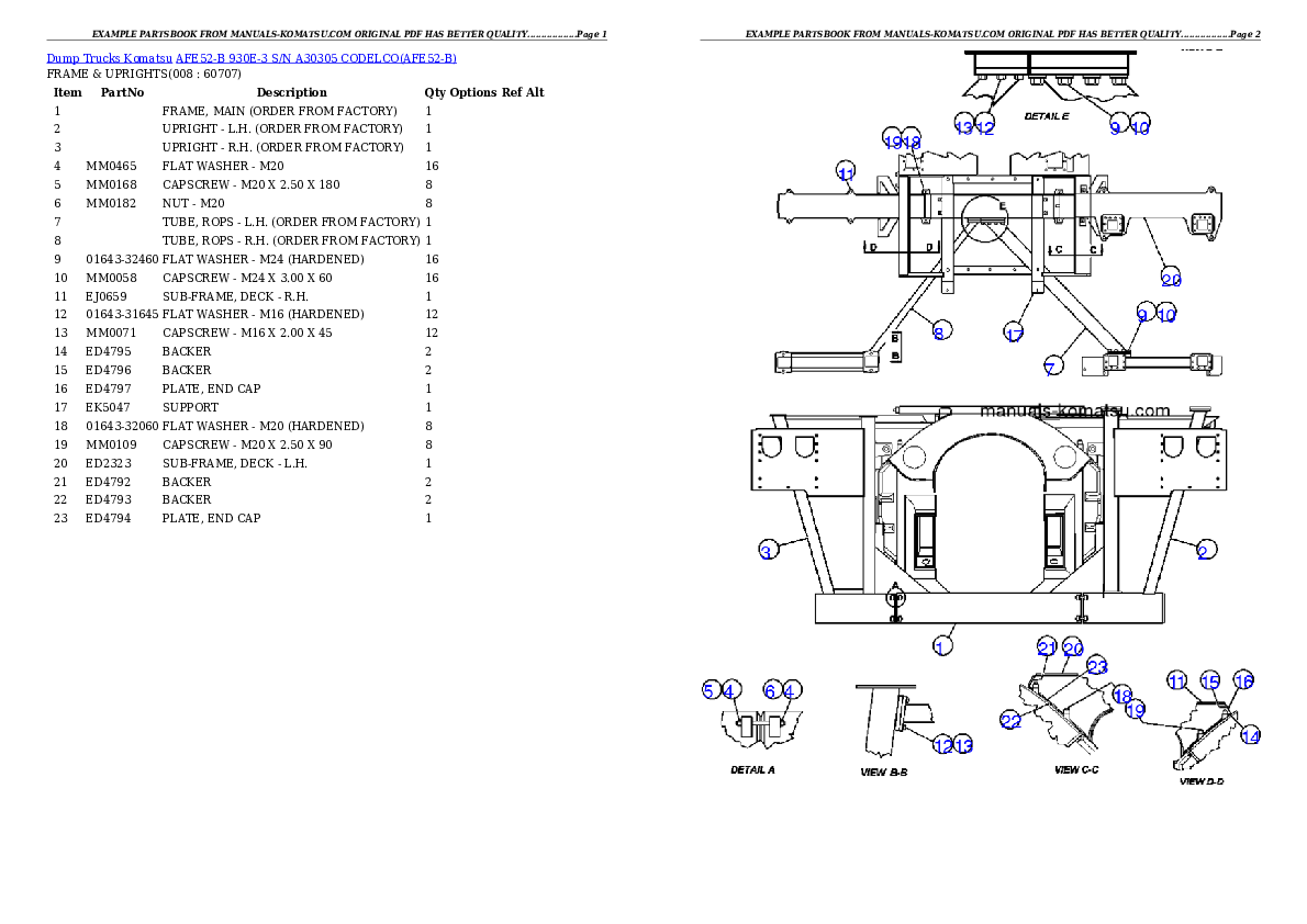 Protected: AFE52-B 930E-3 S/N A30305  CODELCO Partsbook