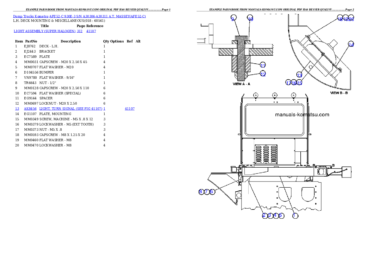 Protected: AFE52-C 930E-3 S/N A30306-A30311  A.T. MASSEY Partsbook