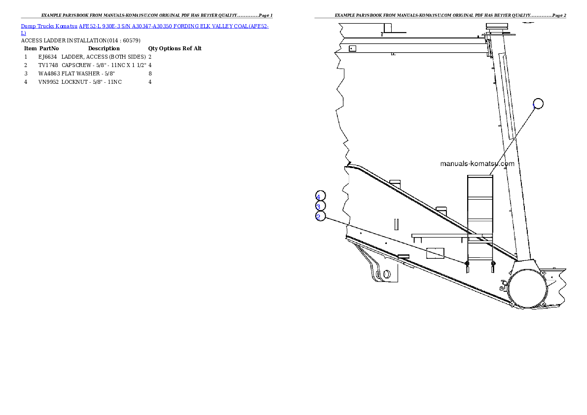 Protected: AFE52-L 930E-3 S/N A30347-A30350 FORDING ELK VALLEY COAL Partsbook