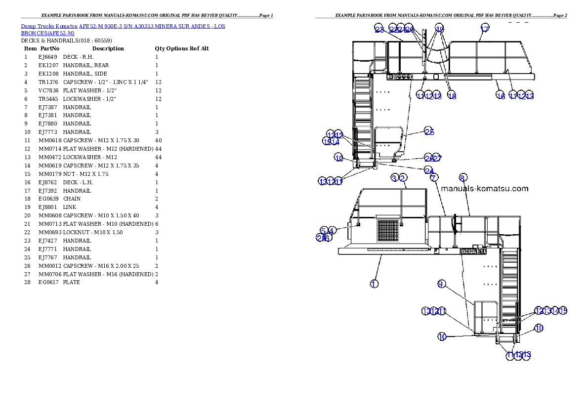 Protected: AFE52-M 930E-3 S/N A30353  MINERA SUR ANDES – LOS BRONCES Partsbook