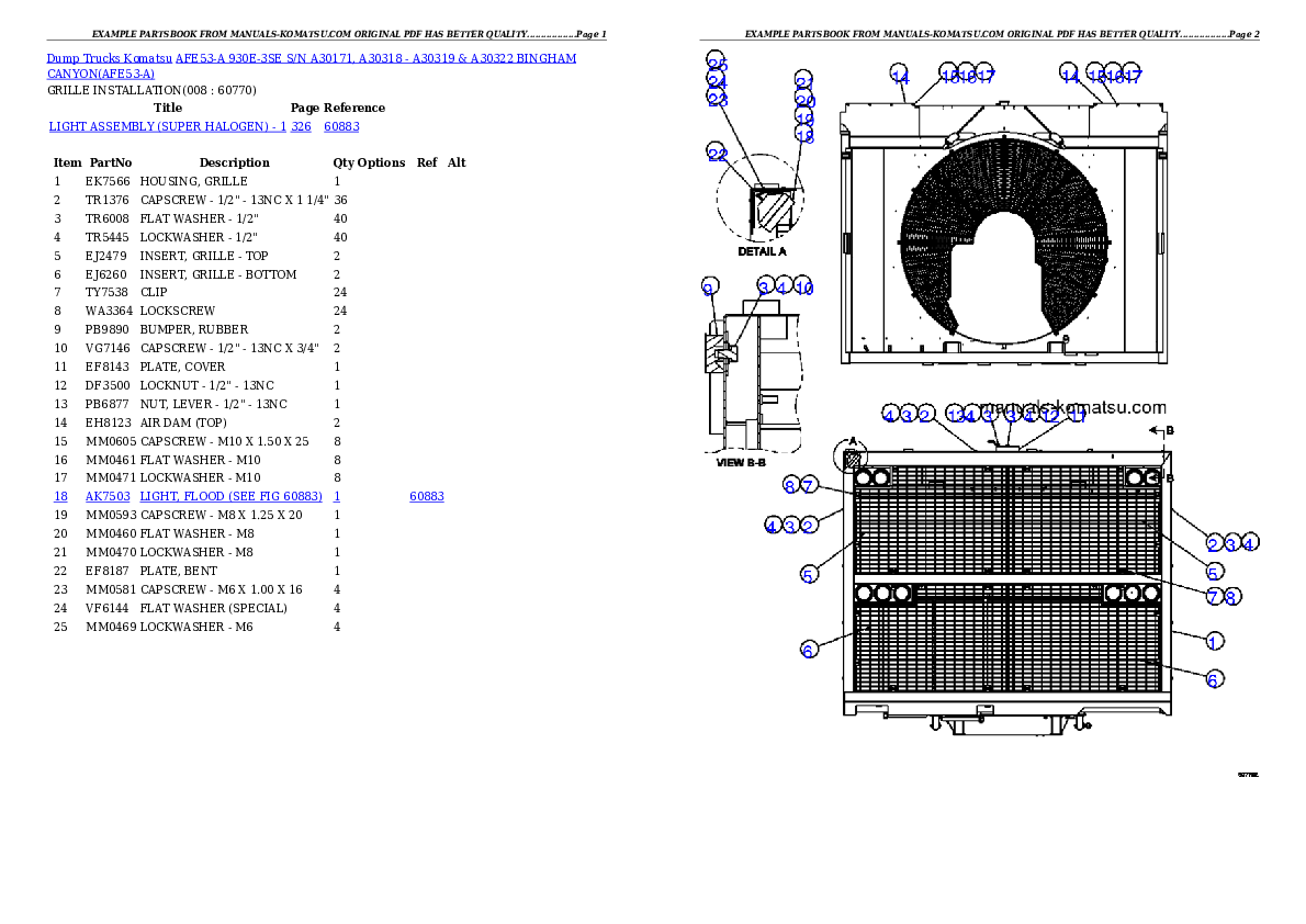 Protected: AFE53-A 930E-3SE S/N A30171, A30318 – A30319 & A30322  BINGHAM CANYON Partsbook