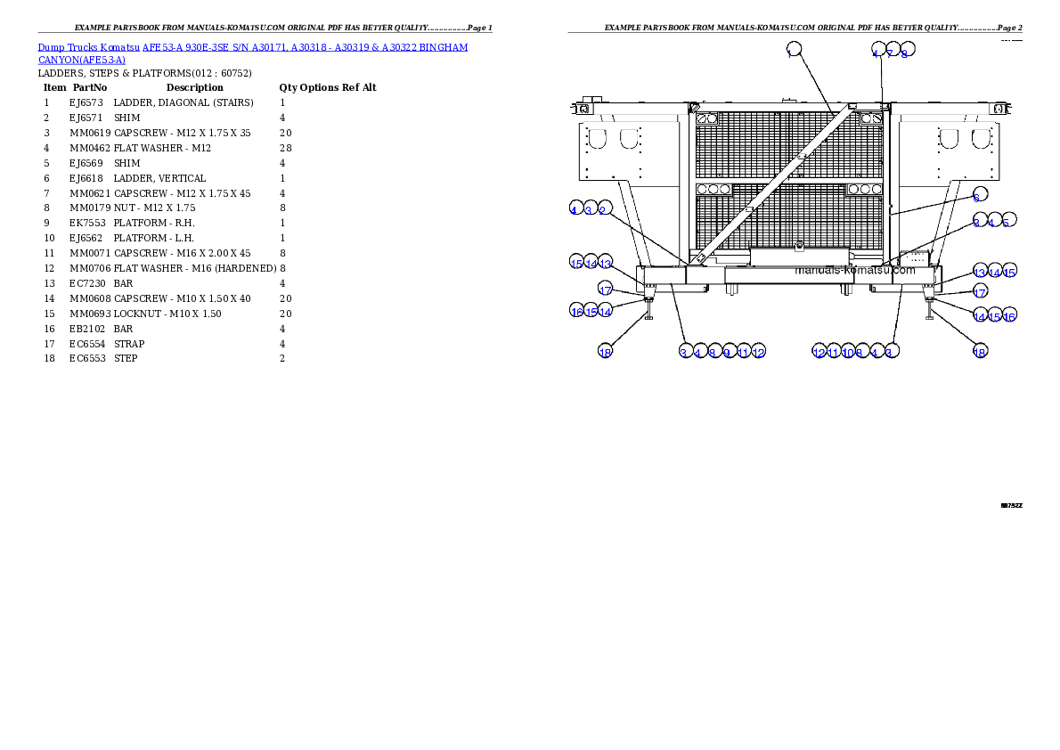 Protected: AFE53-A 930E-3SE S/N A30171, A30318 – A30319 & A30322  BINGHAM CANYON Partsbook