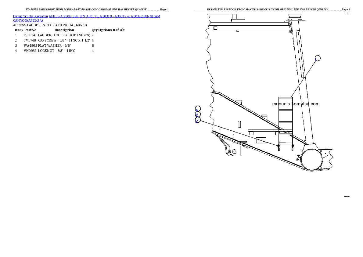 Protected: AFE53-A 930E-3SE S/N A30171, A30318 – A30319 & A30322  BINGHAM CANYON Partsbook
