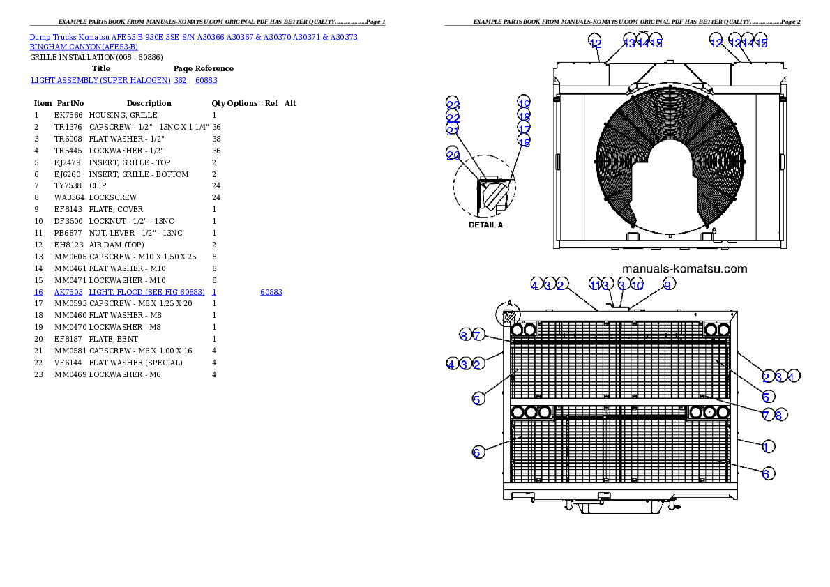 Protected: AFE53-B 930E-3SE S/N A30366-A30367 & A30370-A30371 & A30373  BINGHAM CANYON Partsbook