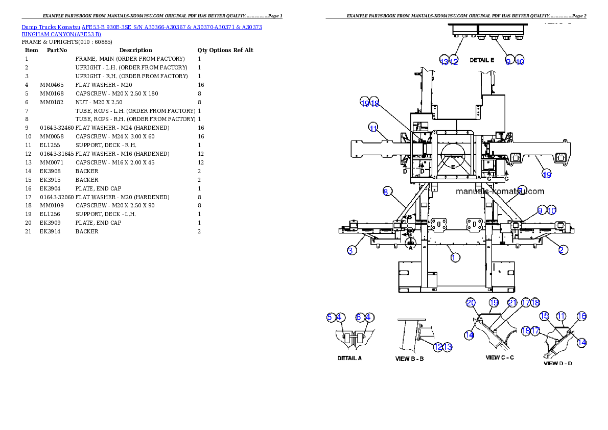 Protected: AFE53-B 930E-3SE S/N A30366-A30367 & A30370-A30371 & A30373  BINGHAM CANYON Partsbook