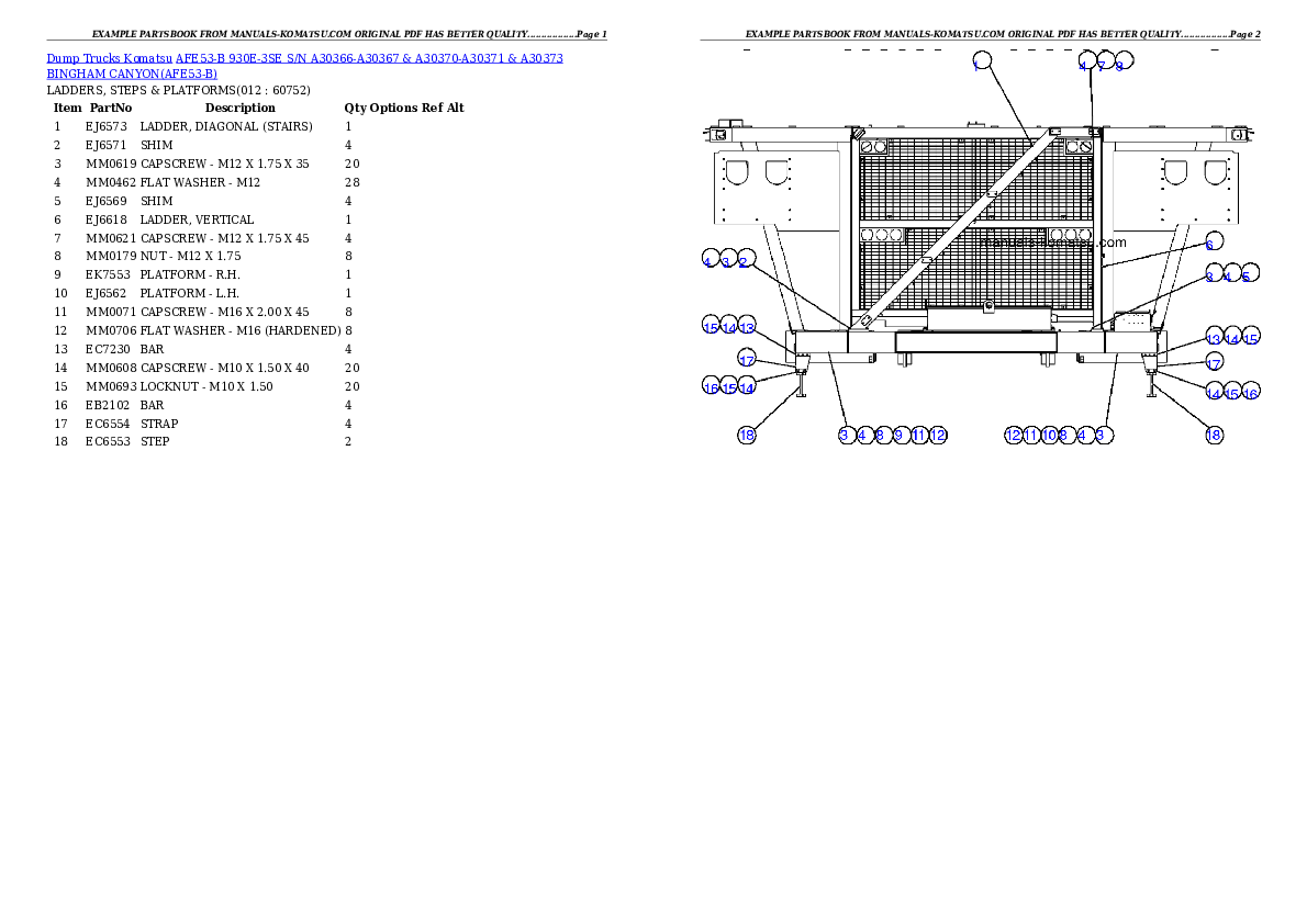 Protected: AFE53-B 930E-3SE S/N A30366-A30367 & A30370-A30371 & A30373  BINGHAM CANYON Partsbook