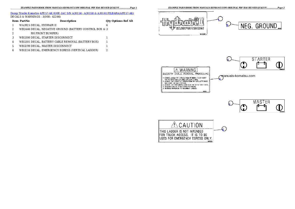 Protected: AFE57-AK 830E-1AC S/N A30156 – A30158 & A30161    PILBARA Partsbook