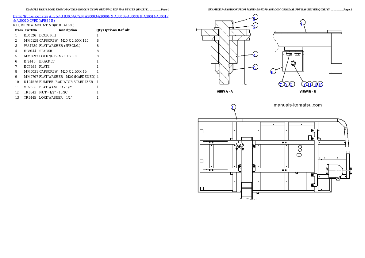 Protected: AFE57-B 830E-AC S/N A30003-A30004 & A30006-A30008 & A30014-A30017 & A30020       CVRD Partsbook