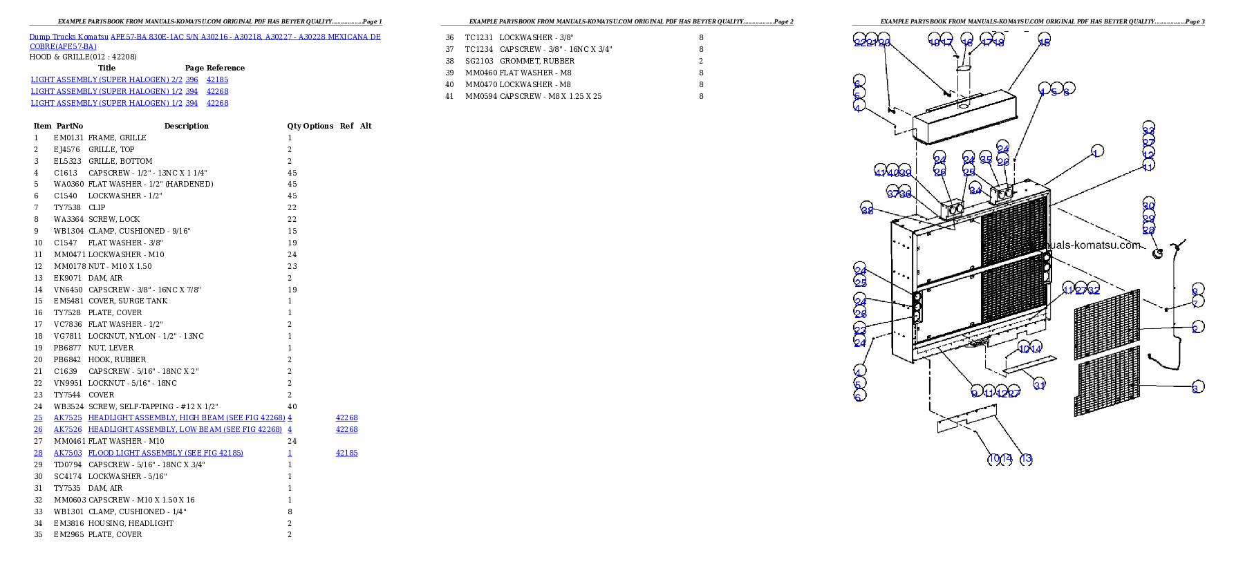 Protected: AFE57-BA 830E-1AC S/N A30216 – A30218, A30227 – A30228      MEXICANA DE COBRE Partsbook