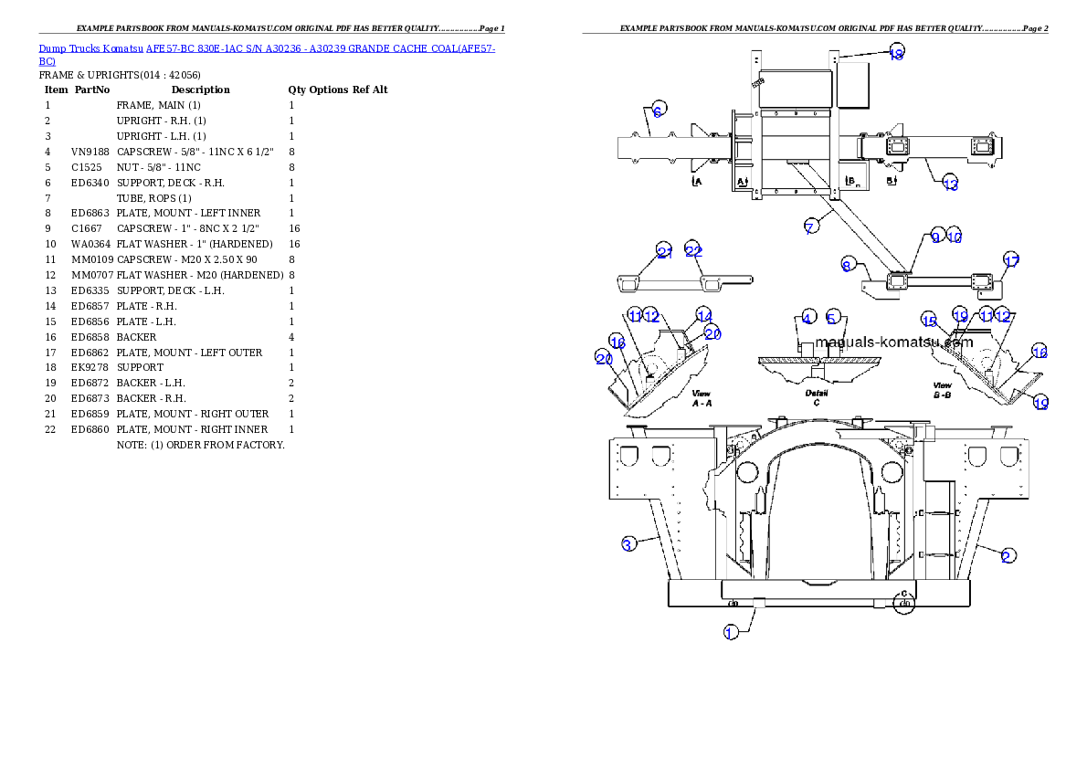 Protected: AFE57-BC 830E-1AC S/N A30236 – A30239      GRANDE CACHE COAL Partsbook