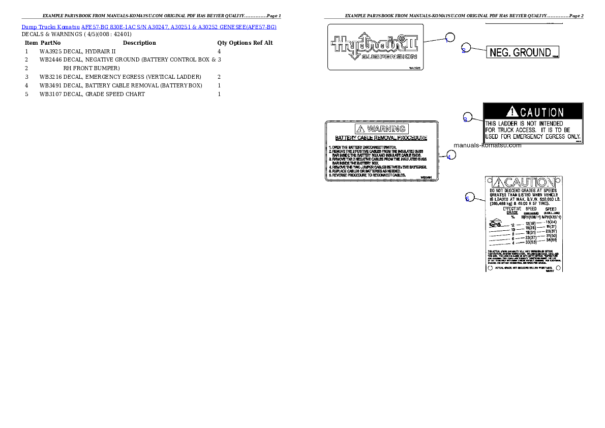 Protected: AFE57-BG 830E-1AC S/N A30247, A30251 & A30252       GENESEE Partsbook