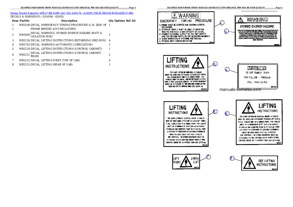 Protected: AFE57-BR 830E-1AC S/N A30278 – A30281    FELIX RESOURCES Partsbook