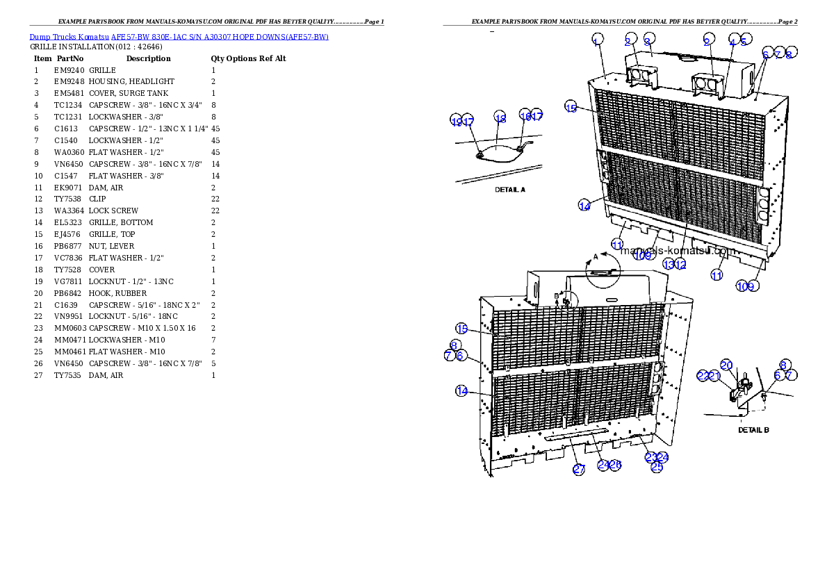 Protected: AFE57-BW 830E-1AC S/N A30307      HOPE DOWNS Partsbook