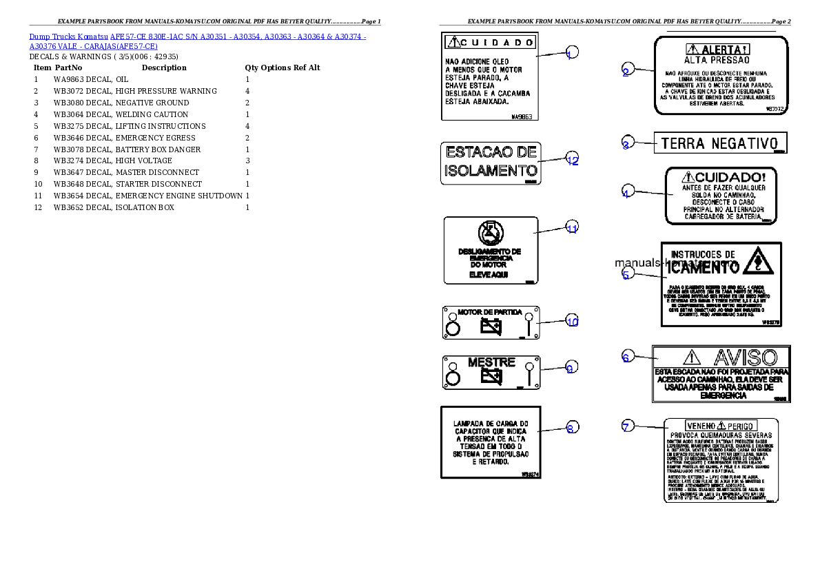 Protected: AFE57-CE 830E-1AC S/N A30351 – A30354, A30363 – A30364 & A30374 – A30376   VALE – CARAJAS Partsbook