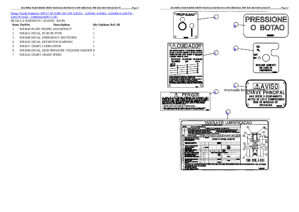Protected: AFE57-CE 830E-1AC S/N A30351 – A30354, A30363 – A30364 & A30374 – A30376   VALE – CARAJAS Partsbook