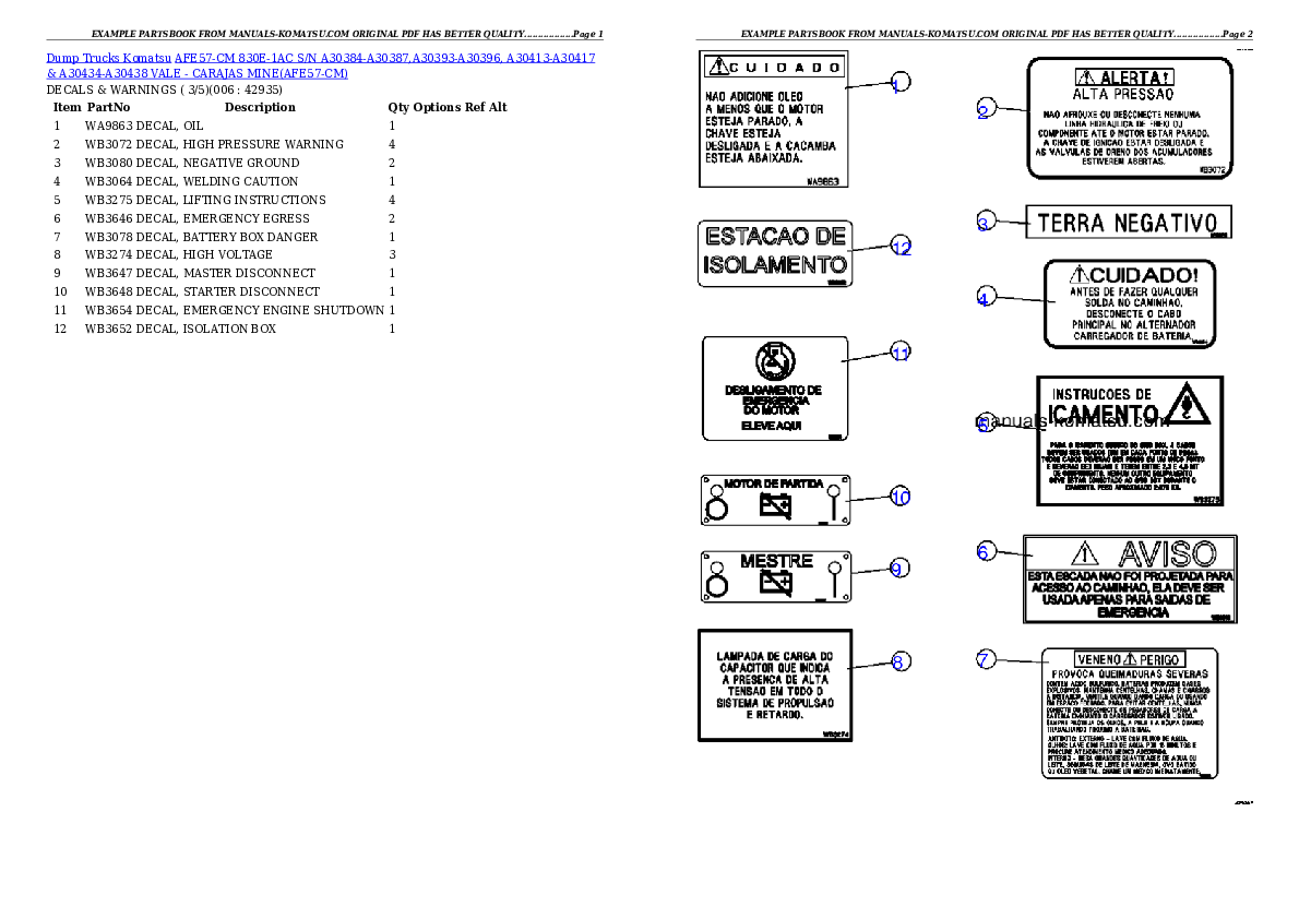 Protected: AFE57-CM 830E-1AC S/N A30384-A30387,A30393-A30396, A30413-A30417 & A30434-A30438 VALE – CARAJAS MINE Partsbook