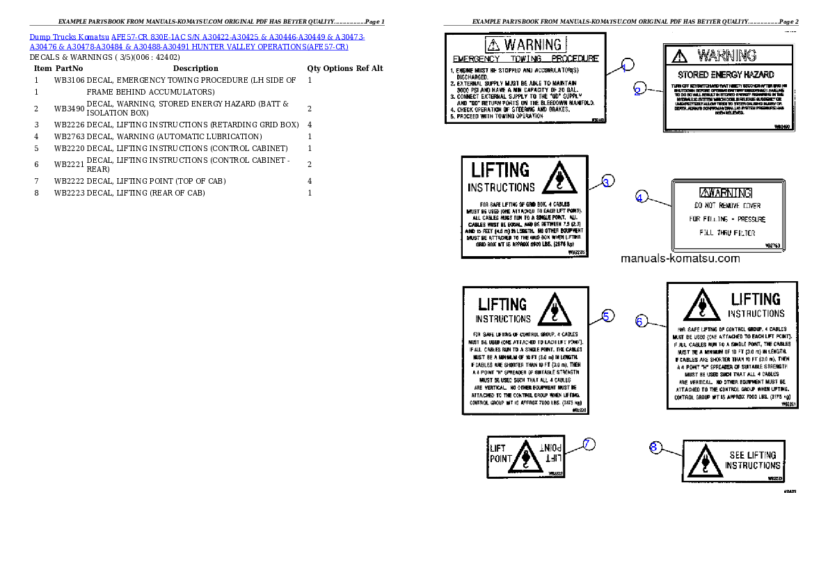 Protected: AFE57-CR 830E-1AC S/N A30422-A30425 & A30446-A30449 & A30473-A30476 & A30478-A30484 & A30488-A30491 HUNTER VALLEY OPERATIONS Partsbook