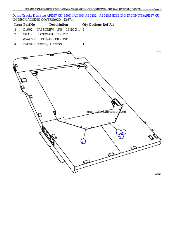 Protected: AFE57-CU 830E-1AC S/N A30452 – A30453       HIBBING TACONITE Partsbook
