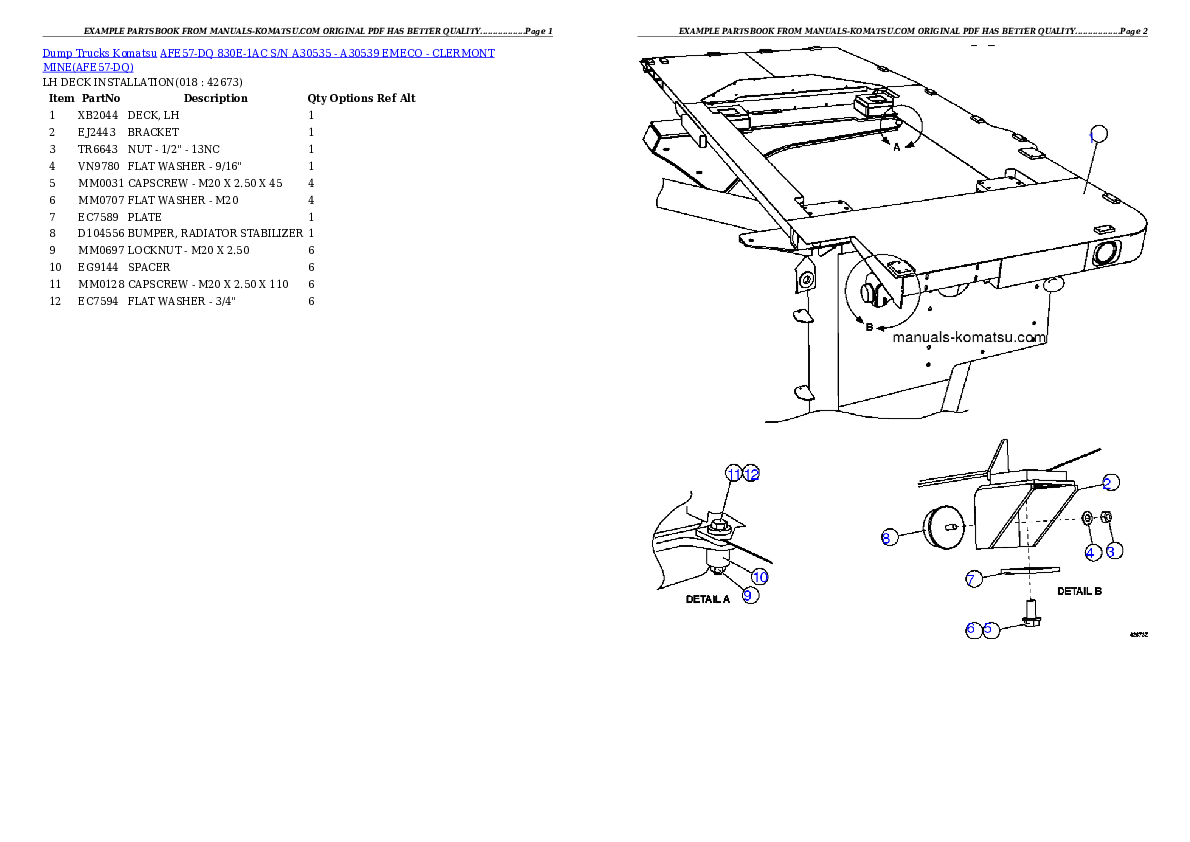 Protected: AFE57-DQ 830E-1AC S/N A30535 – A30539     EMECO – CLERMONT MINE Partsbook